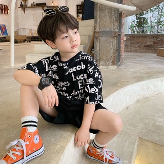 HOT                                ◕☽❃เสื้อยืดเด็กผู้ชายแขนสั้นเด็กปี 2021 เสื้อใหม่เด็กฤดูร้อนขนาดเล็กและขนาดกลางเสื้อผ