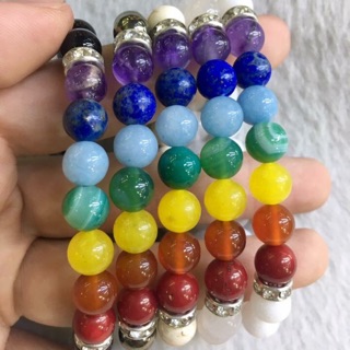 กำไลข้อมือหินจักระ 7 สี Chakra energy ขนาด 8 mm *หินแท้ ธรรมชาติ*