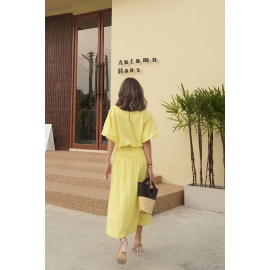 1099-เซ็ตลินิน-เสื้อแขนพองเอวจัมพ์-มาคู่กับกระโปรง