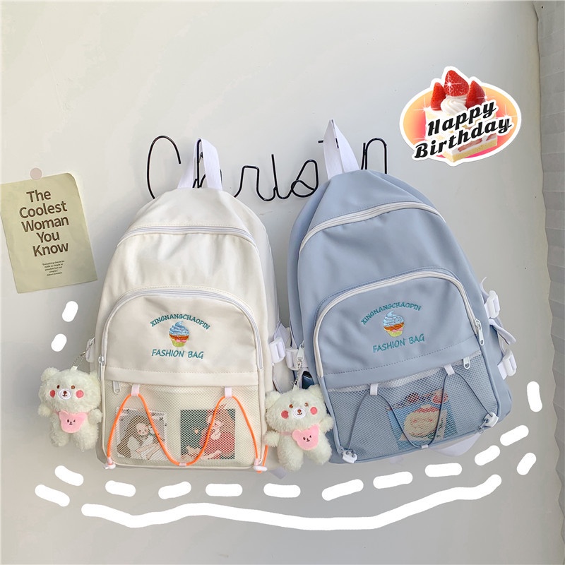 พร้อมส่ง-กระเป๋าเป้สะพายหลัง-กระเป๋านักเรียน-จุของได้เยอะ-เรียบง่าย-แฟชั่นสําหรับผู้หญิง-50