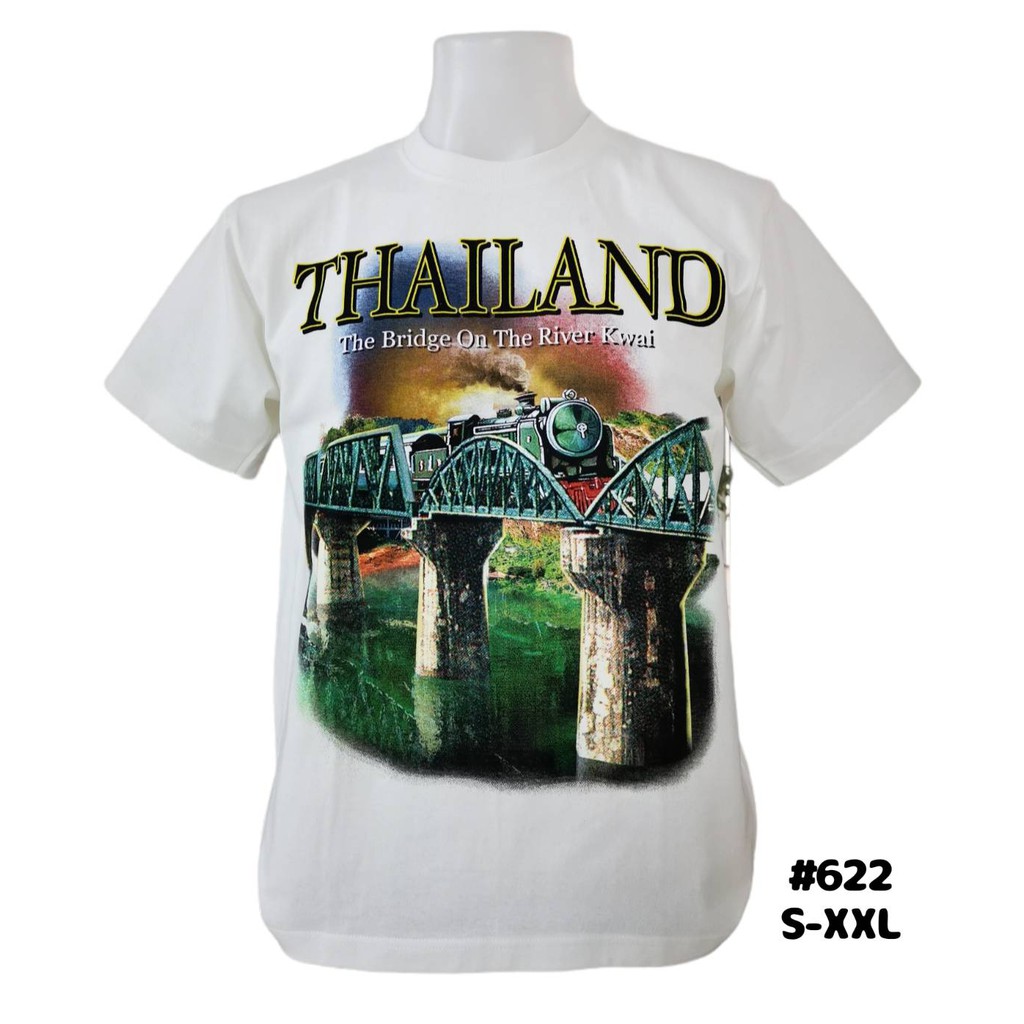 เสื้อยืดสีดำอินเทรนด์เสื้อยืดไทยแลนด์-เสื้อจังหวัดกาญ-no-622-souvenir-t-shirt-thailand-ของฝากต่างชาติ-เสื้อบิ๊กไซร์-เสื้