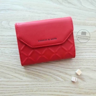 Charles &amp; Keith Textured Wallet (outlet) สีแดง