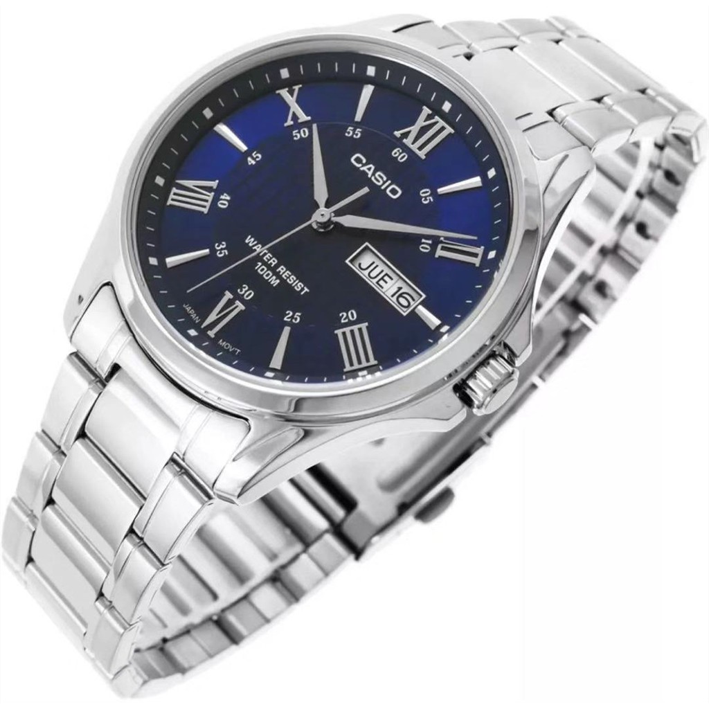 ภาพสินค้านาฬิกาข้อมือผู้ชาย เลขโรมัน กันน้ำ 100M สายสแตนเลส รุ่น MTP-1384 จากร้าน nub43l7dy_ บน Shopee ภาพที่ 8