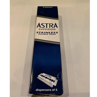 ภาพขนาดย่อของสินค้าAstra Blue Stainless Double Edge ใบมีดโกน Astra 100 ใบมีด ใน 1 กล่อง