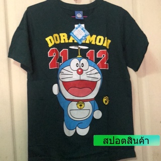 ROUND คอลูกเรือเสื้อยืดลำลองเสื้อยืดการ์ตูนลิขสิทธิ์ ลาย Doraemon ไซส์ F ขนาดอก 36-38 นิ้วS to4XL-4XL