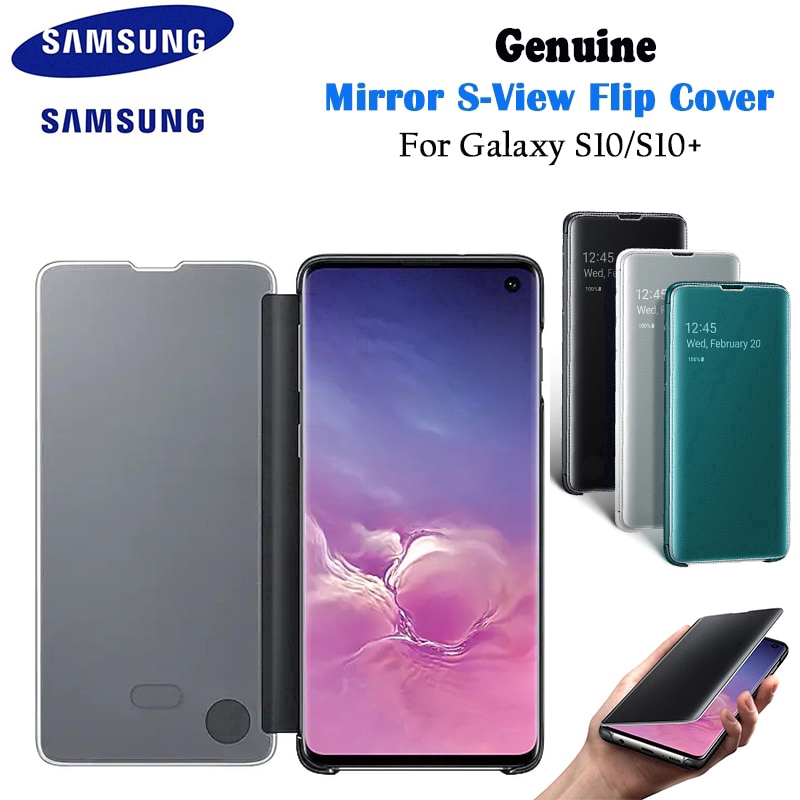 100% Original Authentic Samsung Galaxy S10 S10 Plus Mirror S-View Filp Cover  Clear View Case Kickstand | Shopee Thailand