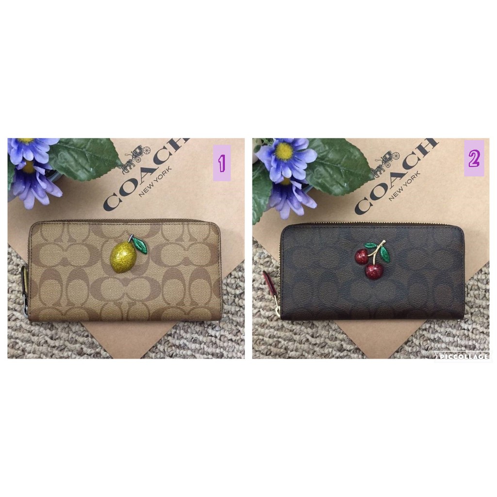 coach-แท้-กระเป๋าสตางค์ซิปรอบ-รุ่นผลไม้-coach-accordion-zip-wallet-in-signature-canvas-with-fruit