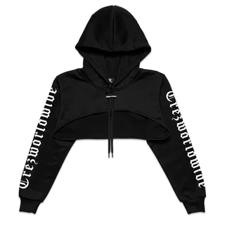 TZ worldwide BE TREZ HIGH CROPPED HOODIE - BLACK (GLOW IN THE DARK - YELLOW)