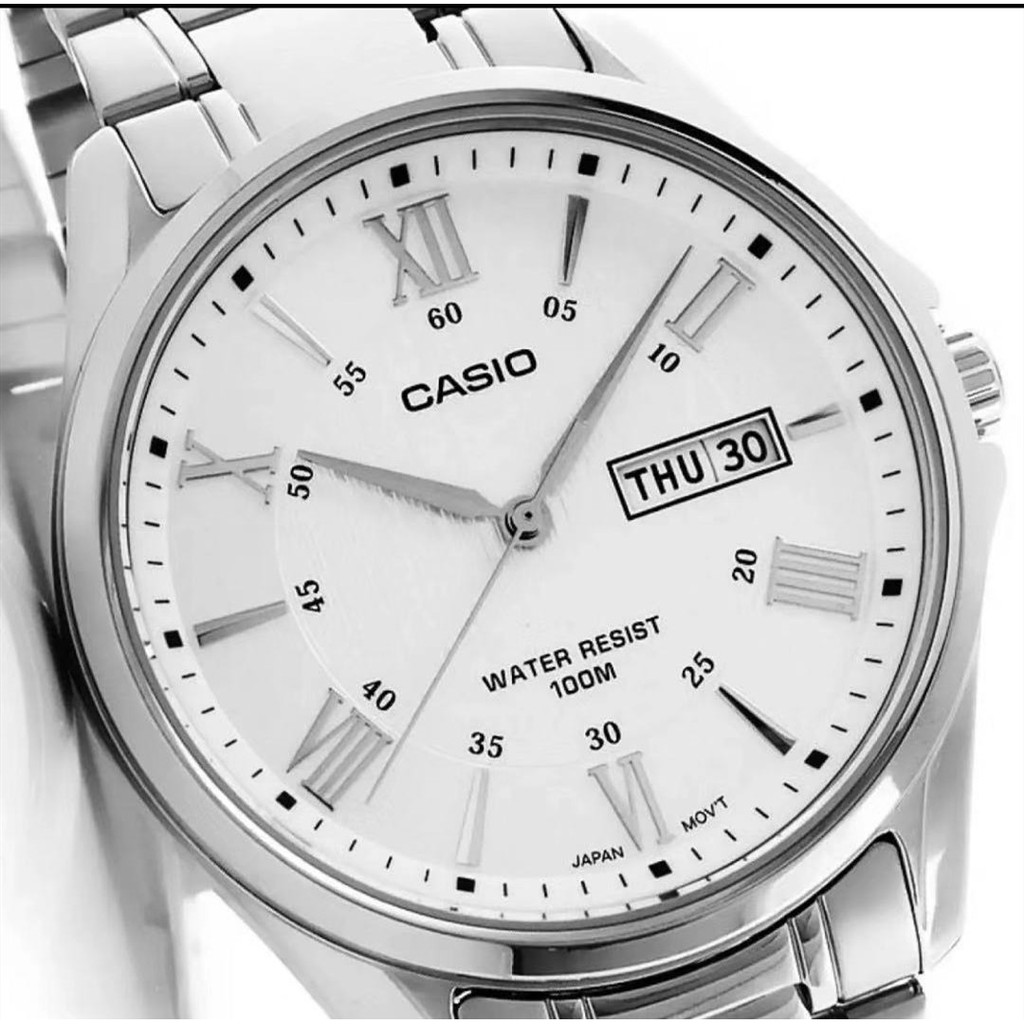 ภาพสินค้านาฬิกาข้อมือผู้ชาย เลขโรมัน กันน้ำ 100M สายสแตนเลส รุ่น MTP-1384 จากร้าน nub43l7dy_ บน Shopee ภาพที่ 5