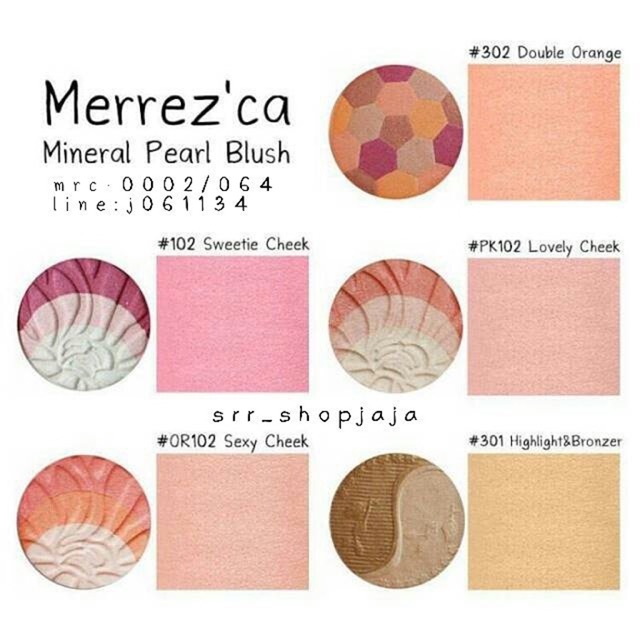 merrezca-mineral-pearl-blush-102-sweetie-pk102-lovely-or102-sexy-01-highlight-amp-bronze-302-double-orange-ปัดแก้ม