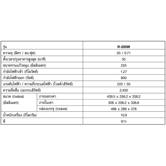 sharp-ไมโครเวฟ-800-วัตต์-20-ลิตร-r-200w-รับประกันศูนย์