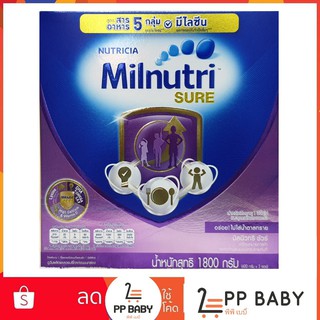 ภาพขนาดย่อของภาพหน้าปกสินค้าMilnutri sure มิลนิวทริ ชัวร์ นมผง เพิ่มน้ำหนัก จากร้าน ppbabymilk บน Shopee