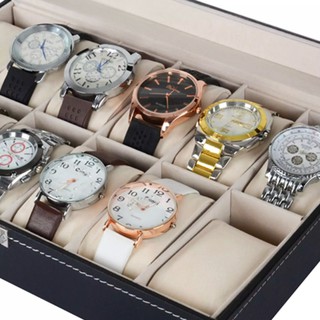ภาพขนาดย่อของภาพหน้าปกสินค้ากล่องนาฬิกา แบบ 3 และ 12 ช่อง watch box - สีดำ 3 ช่อง และ 12 ช่อง จากร้าน care_2020 บน Shopee