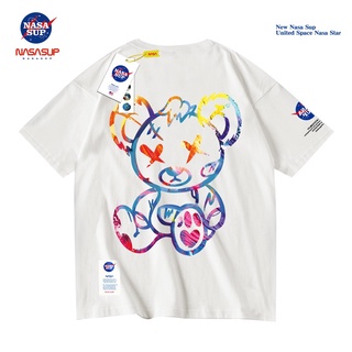 เสื้อยืด- เสื้อยืดแขนสั้น พิมพ์ลายหมีปีศาจ Nasa แฟชั่นฤดูร้อน สไตล์สตรีท สําหรับผู้ชาย