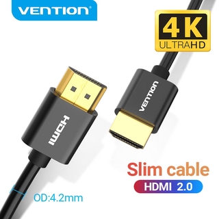 Vention สาย HDMI 2.0 4K @ 60Hz สายเคเบิลตัวผู้ เป็นตัวผู้ ความเร็วสูงพิเศษ บางเฉียบ สำหรับ PS3 / 4 PC TV โปรเจคเตอร์ มอนิเตอร์