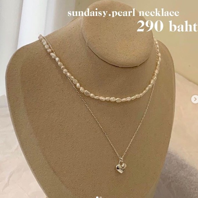 pearl-necklace-สร้อยคอไข่มุก-รุ่นมุกแบนกระดุมทอง
