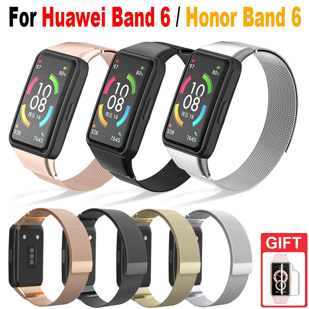 สายรัดโลหะแบบเปลี่ยนสายนาฬิกาแบบแม่เหล็กสำหรับ-huawei-band-6-honor-band-6