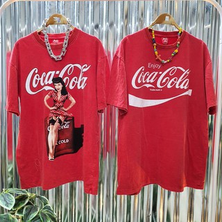 เสื้อยืด งานฟอก วินเทจ ป้าย All In ขนาด Oversize ใส่ได้ทั้งผู้หญิงและผู้ชาย Coke สีแดง