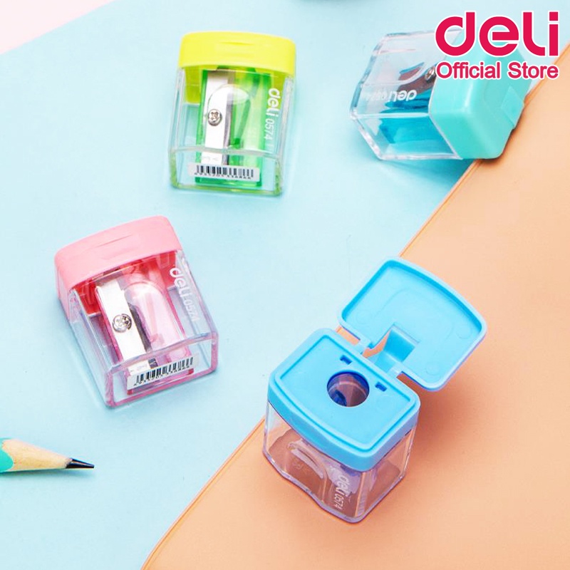 deli-0574-pencil-sharpener-กบเหลาดินสอรูปทรงสีเหลี่ยม-คละสี-1-ชิ้น-กบเหลาดินสอ-กบ-เครื่องเขียน-กบเหลาดินสอ-school