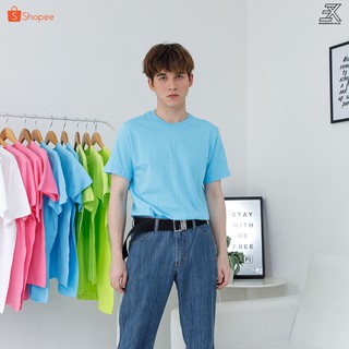 Expogarment เสื้อยืดสีฟ้า(15) คอกลม คอวี คอตตอน100%  ไม่มีตะเข็บข้าง ไซส์S-6XL หดเกิน3%ยินดีคืนเงิน