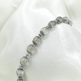 สร้อยข้อมือหินนำโชคไหมทอง : Golden Rutilated Quartz 925 Sterling Silver Bracelet [CFS0010]