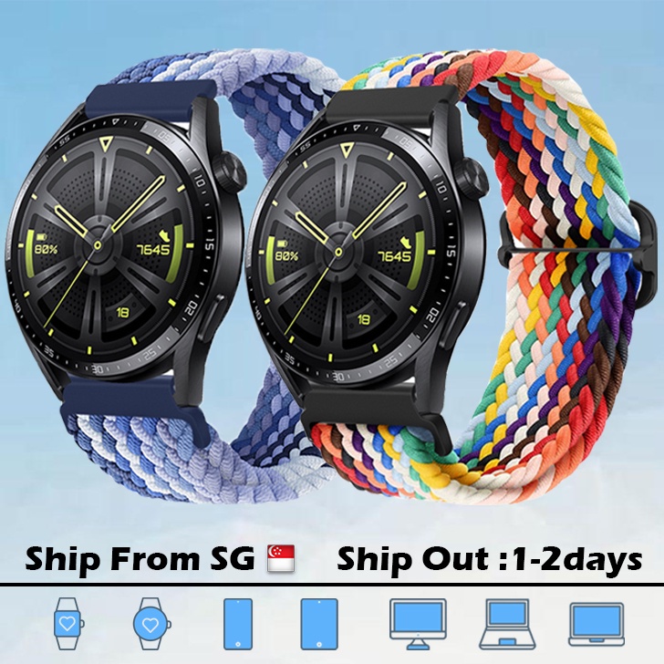 ภาพหน้าปกสินค้าสายนาฬิกาข้อมือไนล่อนถัก ปรับได้ 20 มม. 22 มม. สําหรับ Samsung Huawei Garmin Fossil Pebble Time Smartwatch