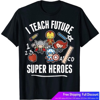 เสื้อยืดอินเทรนด์ผู้ชายอินเทรนด์ผู้หญิงMarvelเสื้อยืดลำลอง Marvel Avengers Clic I Teach Super Heroes Graphic T-Shirt T-S
