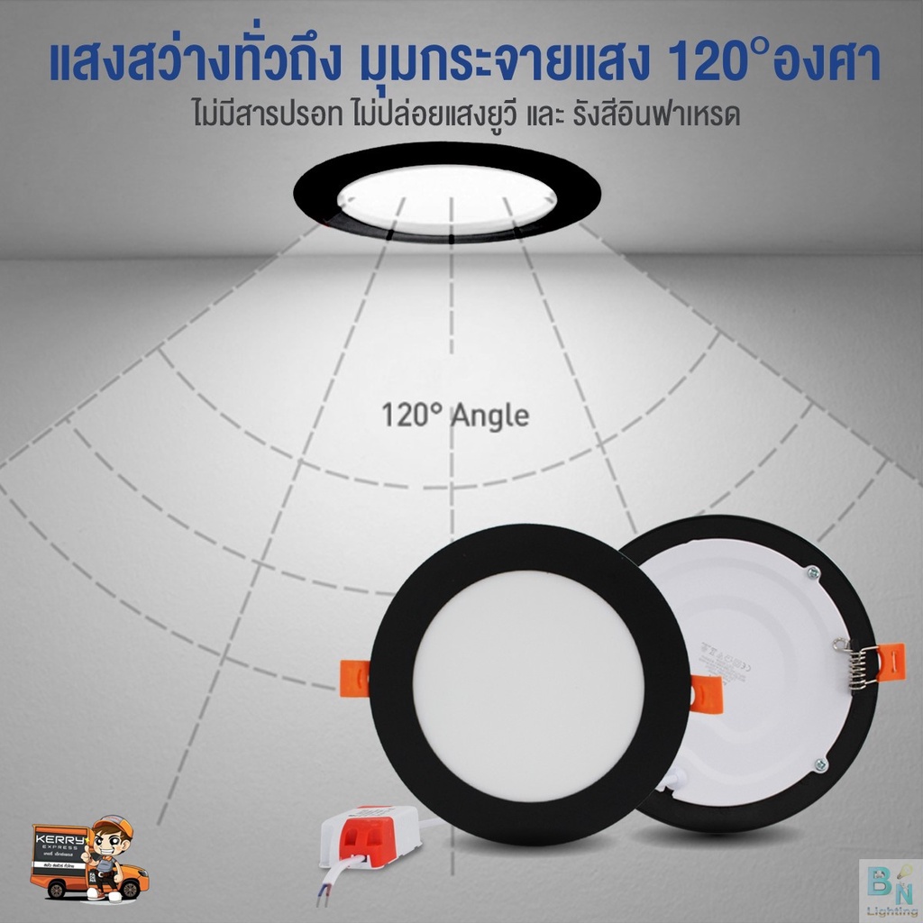 โคมไฟดาวน์ไลท์-led-ดาวน์ไลท์ฝังฝ้า-ดาวไลท์-led-โคมไฟติดเพดาน-โคมไฟวินเทจ-หลอดไฟดาวน์ไลท์-แบบเหลี่ยม-4-นิ้ว-9w-ขอบสีดำ