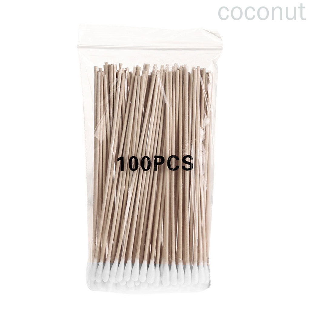 หัวฝ้ายทําความสะอาดเครื่องสําอางค์หัวไม้-15-ซม-100-ชิ้น