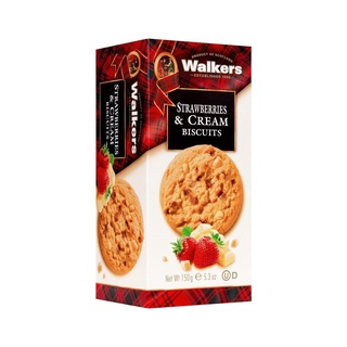 Walkers Strawberry &amp; Cream Biscuit วอล์คเกอร์ส สตอเบอร์รี่ แอนด์ ครีม บิสกิต 150g.