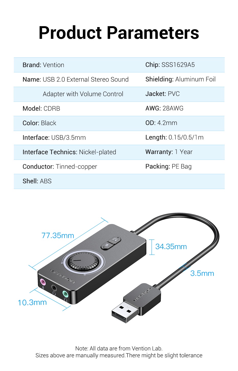 ภาพประกอบคำอธิบาย Vention อะแดปเตอร์เสียงสเตอริโอภายนอก USB To 3.5 มม. พร้อมปุ่มควบคุมระดับเสียง สําหรับลําโพง แล็ปท็อป เพิ่มประสิทธิภาพเสียง เดสก์ท็อป PS4 ชุดหูฟัง ลำโพง ไมโครโฟน สายสัญญาณเสียง