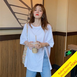 ภาพขนาดย่อของสินค้าเสื้อยืดสีพื้นคอกลมสไตล์เกาหลี oversize เสื้อผ้าสาวอวบวัยรุ่นแฟชั่น เสื้อโอเวอร์ไซส์ผู้หญิง shirt มินิมอล แขนสั้น ขาวดำ