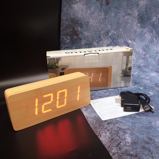 สร้างสรรค์ นาฬิกาปลุกนาฬิกาไม้ นาฬิกาข้างเตียงนักเรียนนาฬิกาปลุกแบบชาร์จไฟledนาฬิกาอิเล็กทรอนิกส์น นาฬิกา  LED นาฬิกาไม้