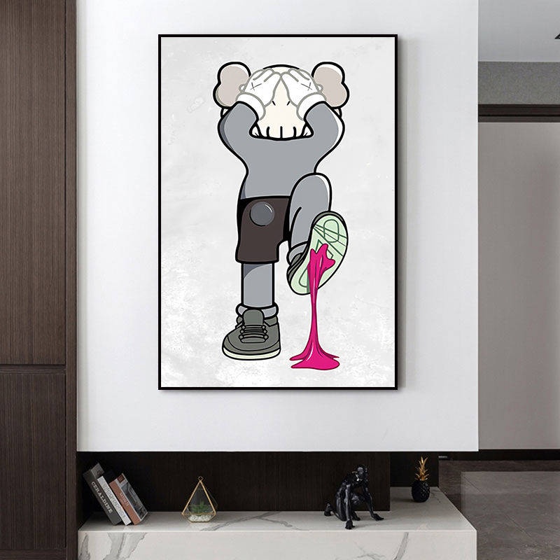 สติ๊กเกอร์ติดผนังโปสเตอร์-kaws-ระเบียงตกแต่งวาดภาพแบรนด์ที่อาศัยอยู่ห้องพักรูปแบบที่แขวนอยู่ที่ห้องโถงห้องภาพจิตรกร