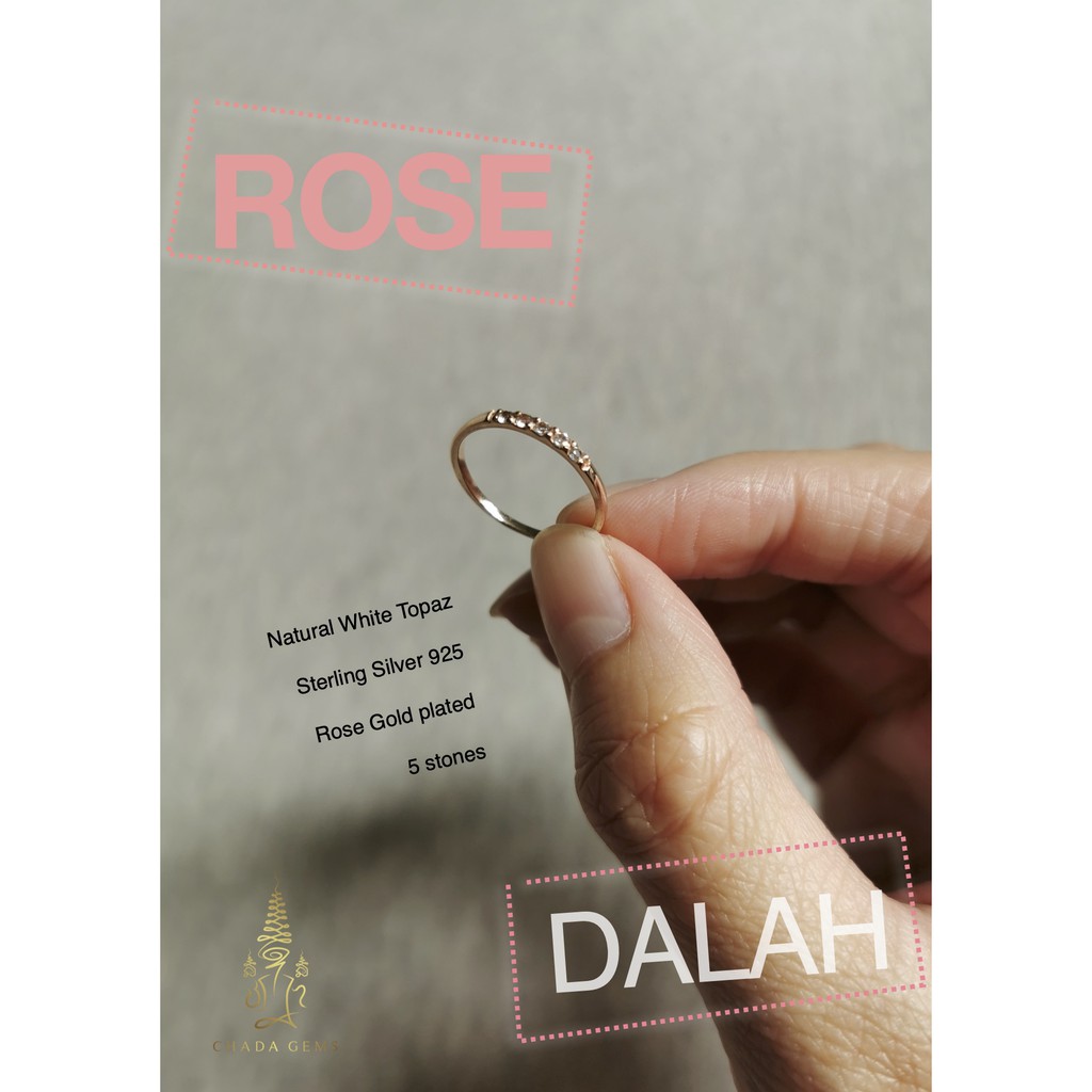 แหวนพลอยแท้-white-topaz-ตัวเรือนสีโรสโกลด์-rose-dalah-collection-gemstone-ring