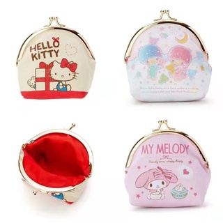 กระเป๋าใส่เหรียญ Hello Kitty งาน Sanrio  ทรงป๊อกแป๊ก เนื้อผ้าแคนวาส ขนาด 12*12*10 cm.