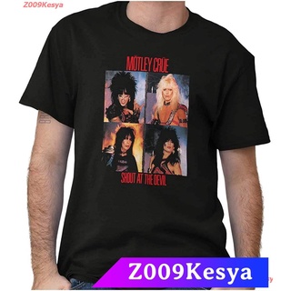 Z009Kesya เสื้อยืดสีพื้นคอกลม Brisco Brands Motley Crue Shout At The Devil Song Womens T Shirt Ladies Tee sale Devil ปีศ