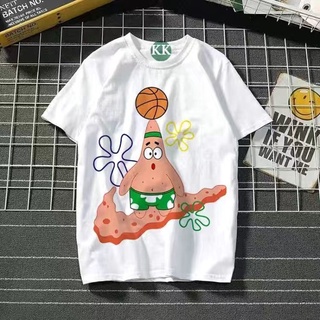 2022 ฤดูใบไม้ผลิและฤดูร้อนเสื้อยืดแขนสั้นผู้ชายนักเรียน SpongeBob SquarePants เวอร์ชั่นเกาหลีของเทรนด์ครึ่งแขนน้ำแบรนด์ฮ