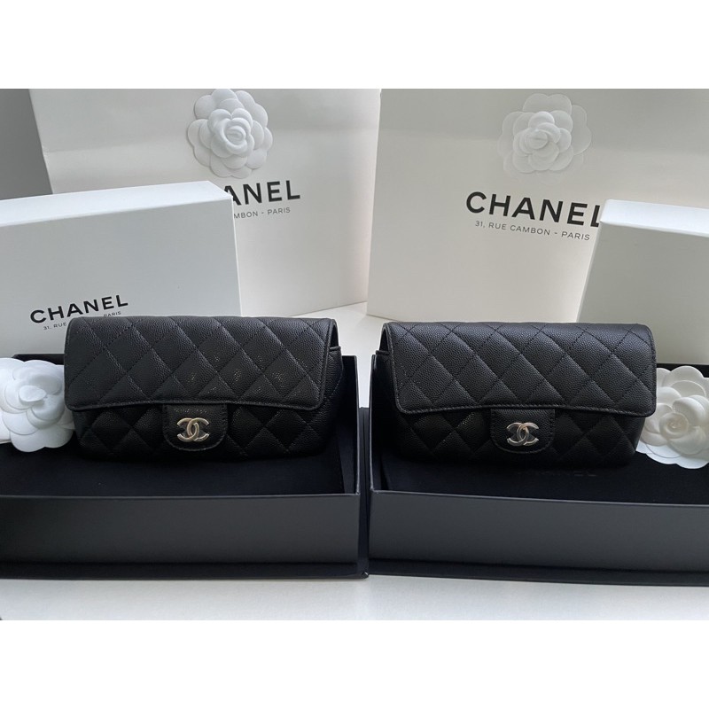 New Chanel Glasses Case with Classic Chain in Black Caviar