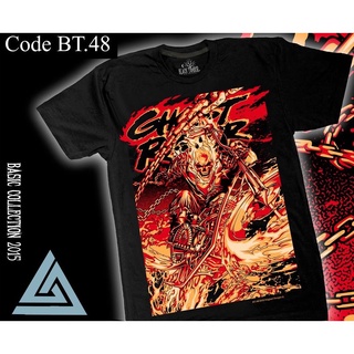 เสื้อยืดวินเทจBt48 เสื้อยืดผ้าฝ้าย พิมพ์ลายภาพยนตร์ GHOST RIDER NICOLAS CAGE ON FIRE EDITION BLACK TIMBER COLLECTABLES-5