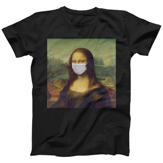 เสื้อยืดวินเทจเสื้อยืด พิมพ์ลาย Mona Lisa พร้อมหน้ากาก สําหรับผู้ชายS-4XL