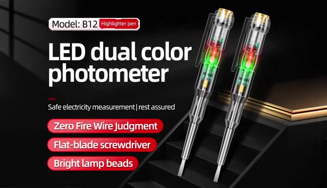 พร้อมส่ง-ปากกาทดสอบแรงดันไฟฟ้า-มีไฟ-led-สองสี-ใบมีดแบน-4-มม-ตรวจจับสายไฟ-ฉนวนกันความร้อน