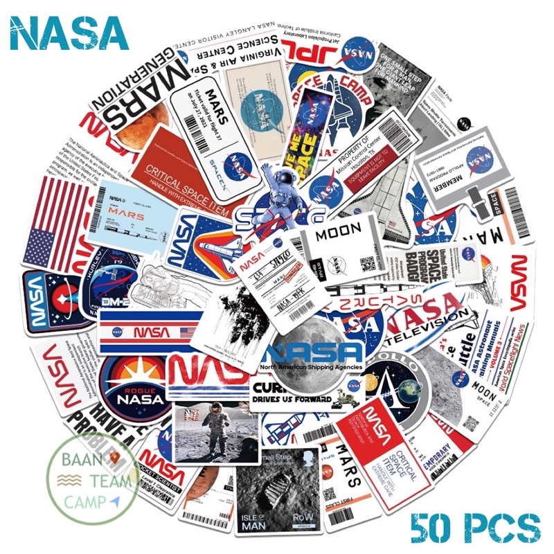 สติ๊กเกอร์-nasa-187-อวกาศ-50ชิ้น-นาซ่า-นาซา-นักบินอวกาศ-นักบิน-nasa-ยานอวกาศ-จานบิน-ดาว-ufo-จรวด-ดาว-ติด-กระเป๋า-ขวดน้ำ
