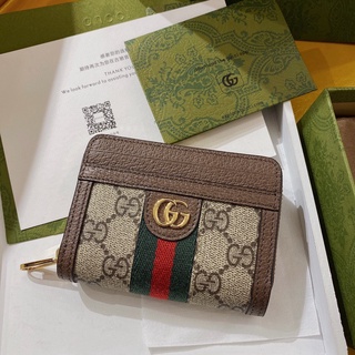 พรี​ Gucci กุชชี่ wallet 658552 หนังแท้กระเป๋าแฟชั่นกระเป๋าสตางค์ กระเป๋า​บัตรแบรนด์เนน