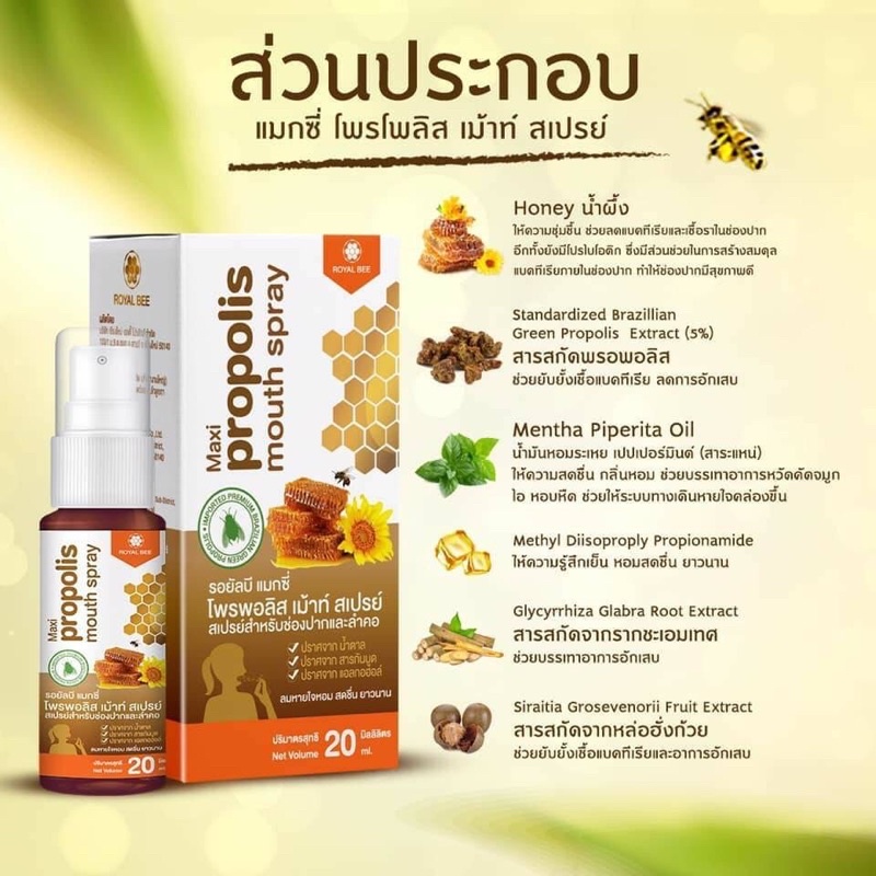 ภาพหน้าปกสินค้าสเปรย์ฉีดปาก Royal B Maxi Propolis Mouth Spray เข้มข้น 5% จากร้าน spnw8 บน Shopee