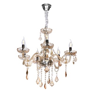 Bouquet lamp CHANDELIER INOVA CLASSIC SP672-1 GLASS/CRYSTAL BROWN/GOLD 6-LIGHT Interior lamp Light bulb โคมไฟช่อ ไฟช่อ I