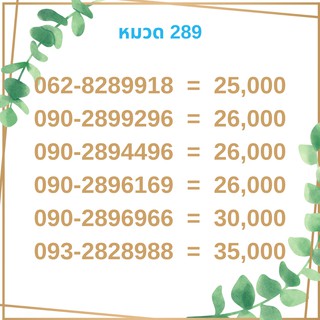 เบอร์มงคล 289 เบอร์มังกร เบอร์จำง่าย เบอร์รวย เบอร์เฮง ราคาถูก ราคาไม่แพง