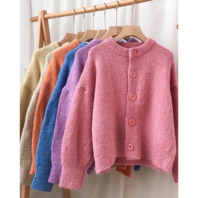 พร้อมส่งทุกสี-ส่งไวมาก-คาร์ดิแกนไหมพรม-สไตล์เกาหลี-เสื้อคลุม-เสื้อกันหนาว-cardigan-คาร์ดิแกน