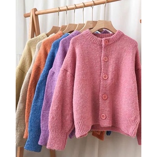 พร้อมส่งทุกสี ส่งไวมาก 🍑 คาร์ดิแกนไหมพรม สไตล์เกาหลี เสื้อคลุม เสื้อกันหนาว Cardigan คาร์ดิแกน