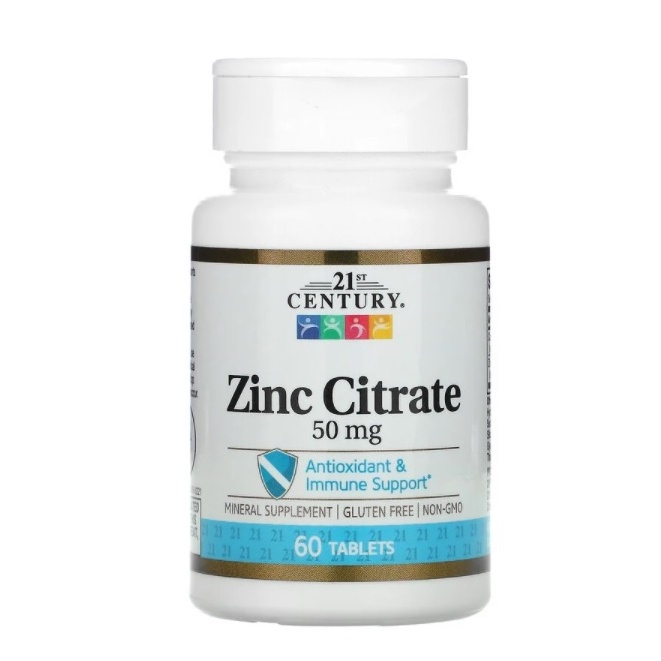 ภาพหน้าปกสินค้าซิงค์ 21st Century, Zinc Citrate, 50 mg, 60 Tablets จากร้าน shopnista บน Shopee